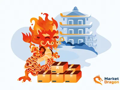 Market Dragon - Delivery! brand identity delivery dragon illustration art market store website builder