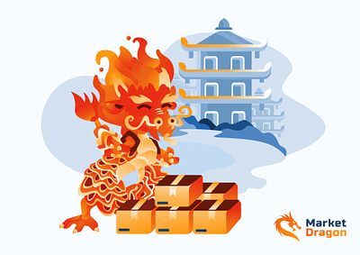 Market Dragon - Delivery! brand identity delivery dragon illustration art market store website builder