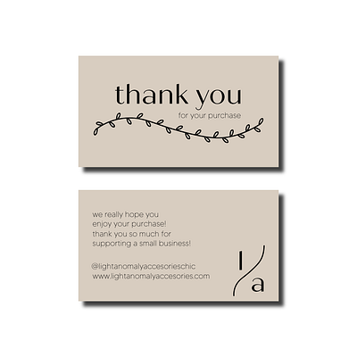 Thank You For Your Purchase! branding minimal thank you cards