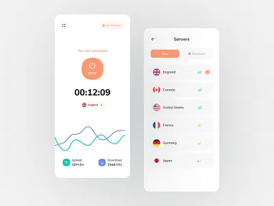 VPN Mobile App inspiration interface minimal mobile app mobile design mobileinspiration rayfan tio saputro design trending ui ui uidesign uimobile uiux uiuxdesign ux vpn vpn app vpn mobile app