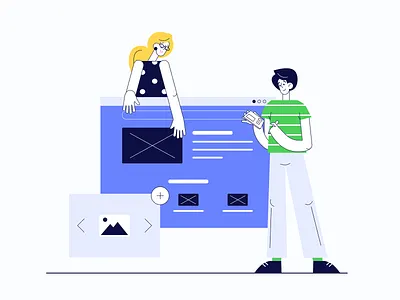 Web & App Design Illustration application boy builder design flat flatillustration girl illustration page builder rezfelix ui vector website builder