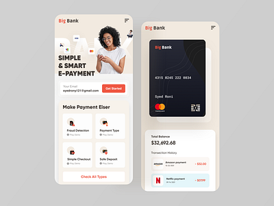 Big Bank - Mobile Version banking big bank card clean ui creative design finance fintech landing page minimal mobile design mobile ui money payment responsive ui ux web web design website