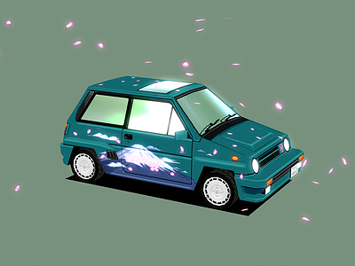 Honda City Turbo II: Cherry Blossom 3d 80s 90s blender3d car lowpoly pixel art racing vehicle