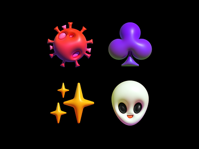 🦠♣️✨👽 3d alien club illustration stars virus