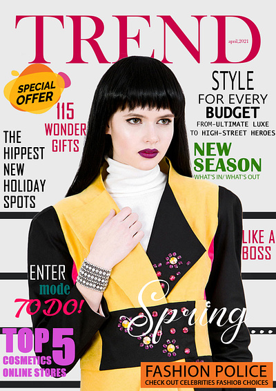 MAGAZINE Cover Design animation app article branding character clean edit fashion flat girl identity illustration illustrator magazine trend vector vector art