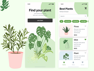 E commerce app - plants shop e commerce e commerce app e commerce shop e shop elegant figma ios app design mobile app mobile app design mobile ui plants plants app plantshop ui ui design ui kit uiuxdesign