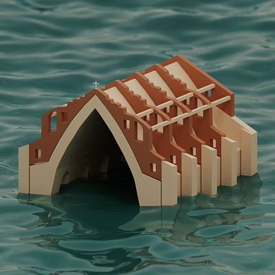 Submerged Church 3d 3d art b3d blender blender3d brazil church illustration pernambuco river water