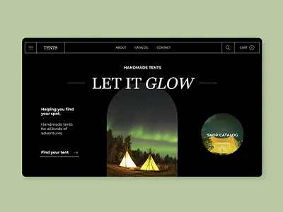 Let It Glow arch clean concept dark design ecommerce glow glowing homepage interface landing page minimal modern product store tent ui ux web design website