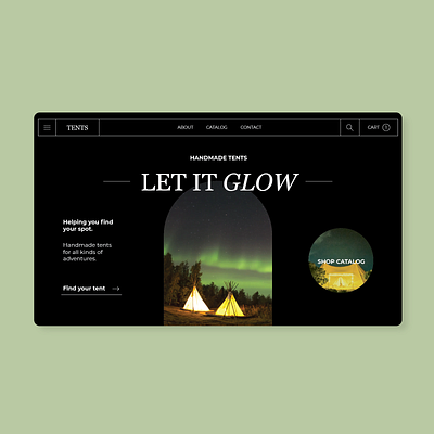 Let It Glow arch clean concept dark design ecommerce glow glowing homepage interface landing page minimal modern product store tent ui ux web design website