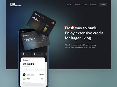 Banking Landing Page banking banking website bankingapp blue dailyui dark