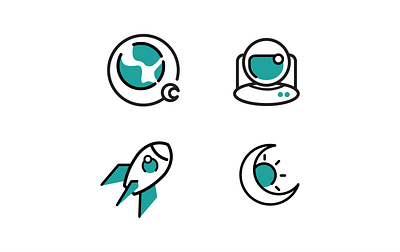 Space Icons astronaut earth icons illustrator illustrator design moon rocketship space sun