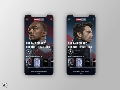 MCU App Concept: The Falcon and the Winter Soldier app avengers captain america design design inspiration marvel marvel comics marvel studios mobile ui movie app movies sketch superhero the falcon the winter soldier ui ui trends uiux ux ux trends