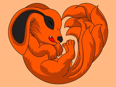 little kurama animation animeart art design flat illustration illustrator inspiration minimal vector