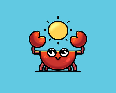 Crab app cartoon character characterdesign comic art crab crabs cute animal cute illustration design icon lobster logo shining sun ui vector