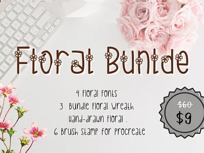 Floral Bundle bundles creative design floral flower fonts illustration typeface typography wreath