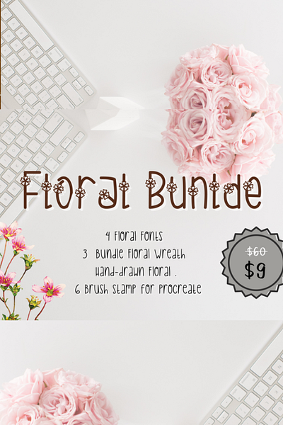 Floral Bundle bundles creative design floral flower fonts illustration typeface typography wreath