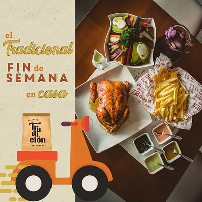 Fin de semana en casa - Tradición Restaurant brand packaging brand pattern facebook post illustrator logo photoshop typhography vector