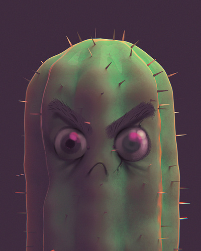 Grumpy Cactus 3d 3d illustration blender cute cycles filmic grumpy illustration krita sculpt