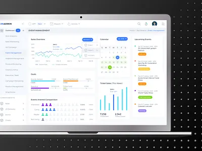 Event Manager Dashboard admin calendar charts comparison chart dashboad design interface ui upcoming ux
