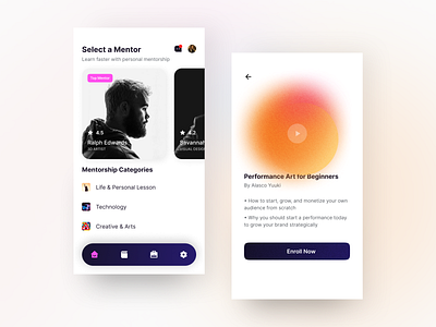 Mentorship App Design app design blur class course gradient interface mentorship minimal product design ui