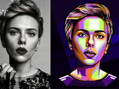 scarlett johansson wpap art adobe illustrator black widow design illustration illustration art mandix natasharomnoff popart portrait scarlett johansson themandixcreation vectorart wpapart wpappopart