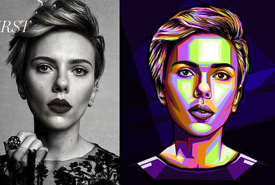 scarlett johansson wpap art adobe illustrator black widow design illustration illustration art mandix natasharomnoff popart portrait scarlett johansson themandixcreation vectorart wpapart wpappopart