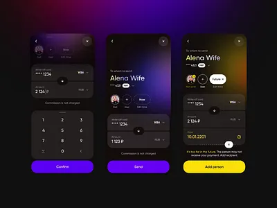 Future banking App animation app banking banking app black branding concept dark theme design fintech future future banking gradient ios minimal money motion graphics online banking ui ux