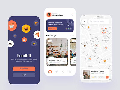 Foodidi Mobile App Exploration 🌮 delivery app food food and drink food app food delivery food delivery app food delivery application food delivery service foodie map maps mobile mobile app mobile design mobile ui on boarding simple splash screen splashscreen startup