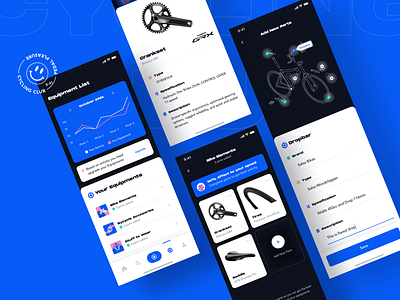 Exploration | Cyclos Bike Tracker - Equipment Pages app bike bike tools biketracker blue branding design equipment hobby illustration ios minimal popular tracker app ui uidesign uiux