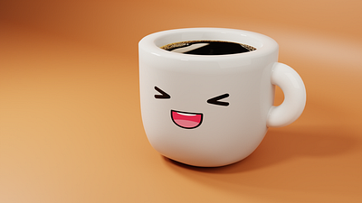 Mr Happy Cappuccino 3D 3d blender funny illustration