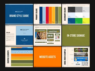 BSA Scout Shop Brand Style Guidelines adventure boy scouts brand branding color design graphic design guide identity illustration logo map minimal outdoors scouts style guide topography ui ux web