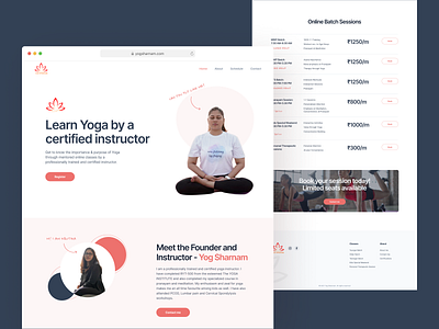 Yog Sharnam - Yoga Classes Website aesthetic calm course fitness founder instructor learn meditate meditation minimal online book ui web web design webdesign website website design yoga yoga studio yoga website