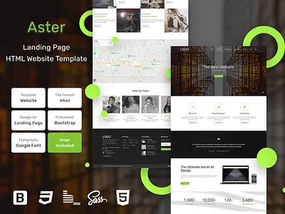 Aster Landing Page HTML Web Template V1.0 bem blog business homepage html personal portfolio sass shop store web website