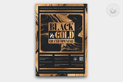 Black and Gold Flyer Template V24 anniversary bar black black and gold celebration cigar classy design elegant flyer gold grand opening lounge opening party photoshop poster psd template whiskey