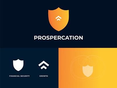 Prospercation - Financial Security Modern Logo abstract app icon branding design finance logo financial financial advisor financial app financial company list financial security flat golden ration gradient logo grid growth logo logo logodesign prospercation shield logo vector