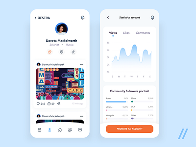 Social App for artists app art artist artwork design mobile mvp online promo promotion purrweb react native social social app social media social network startup statistics ui ux