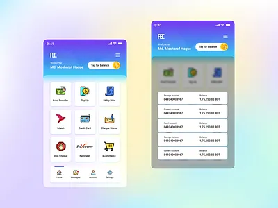 Balance Inquiry for Multiple Account 2021 2021 trend banalce bank blue dashboard design dribbble gradient ui user experience user interface