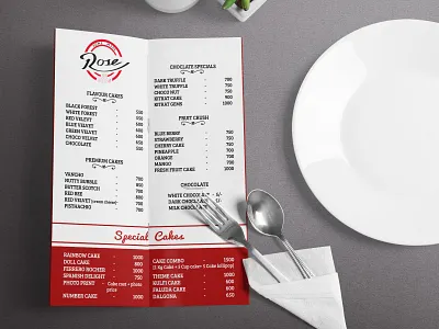 Rose cakery menu design menu menu design photoshop