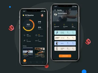 Fitness App app dark app dark mode dark theme dark ui design fitness app health app healthcare mobile app mobile ui uidesign uxdesign