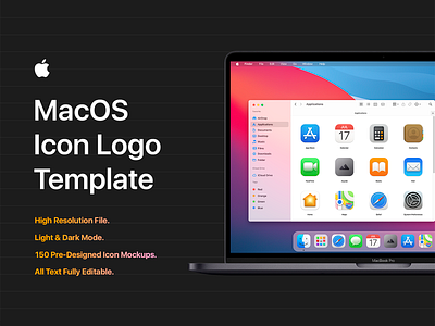 MacOS Big Sur Icon Template Mockup - PSD apple icon icon template logo mockup mockups presentation psd