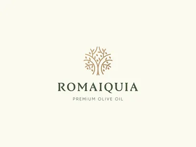 Romaiquia Logo Design brand brand identity branding design gold icon logo logo design logodesign luxury minimal natural oil olive olive oil olive tree olives symbol