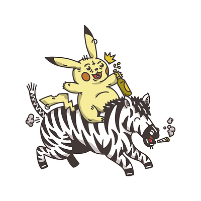 Pikazebra beer cartoon decoration design doodle illustration illustrations pikachu pokemon pokemon go vector zebra