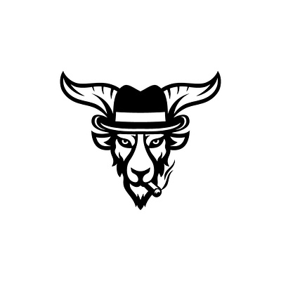 Goat gangster logo bandit cigar design gangster goat hat illustration logo mascot ram smoke vaipin vector