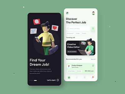 Job Finder Mobile App design landingpage mobile app mobile app design mobile design mobile ui ui uidesign uiux webdesign