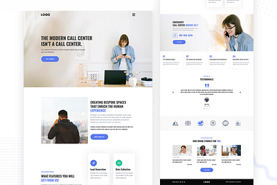 Modern Call Center Website UI Design Concept agency landing page branding call center ui web web ui design webdesign website design