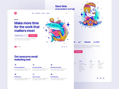Old School Tattoos and Method Wireframe Kit 🚀 application clean craftwork design grainy illustrations landing logo method noisy oldschool product tattoos ui vector web website wireframe