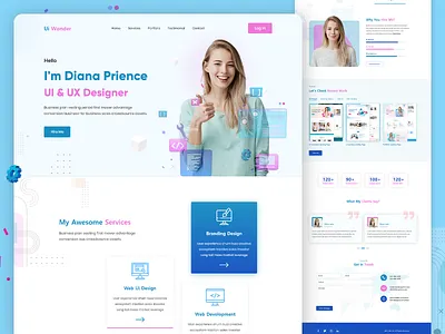 Personal Portfolio Landing Page branding clean color flat homepage illustration interface landing page minimal personal portfolio personal website portfolio sketch typography ui ui design uiux ux vector