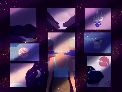 Gallery blue design drawing galery illustration illustration art illustrator moon photoshop purple vector