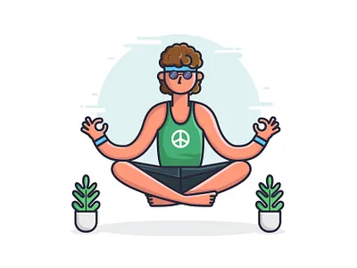 A Hippie's Yoga Practice characterdesign exploration illustration flat design flat style design flying hippie hippies magic meditation surreal yoga illustration