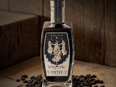 Hecate Coffee Liqueur beverage packaging branding design drawing graphic design illustration label label design packaging print design